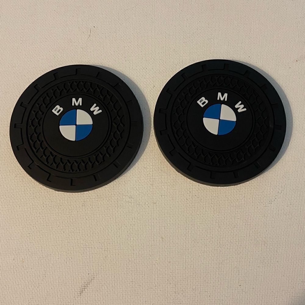 BMW logo Car Cup Holder Coasters set of 2 NWT